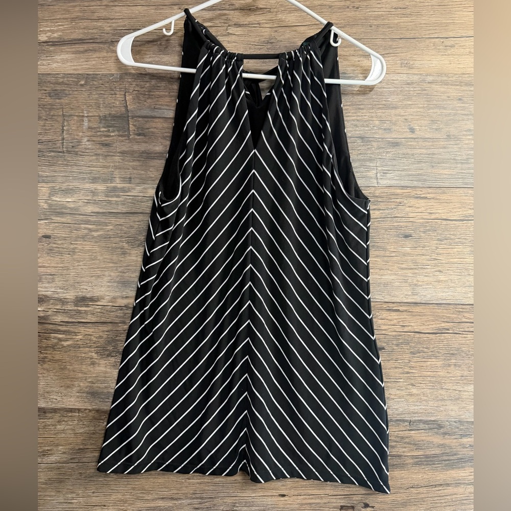 Lauren Ralph Lauren Black‎ and White Chevron Tank Top